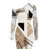 Elegant Party Dress Colorblock Geometric Print Mesh Panel Skew Neck Bodycon Dress - Blanc XL | US 12