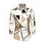 Men's Casual Shirt Colorblock Geometric Print Button Up Long Sleeve Shirt - Blanc M