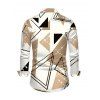 Men's Casual Shirt Colorblock Geometric Print Button Up Long Sleeve Shirt - Blanc M