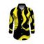 Men's Casual Shirt Contrast Color Wave Curve Print Button Up Long Sleeve Shirt - Noir L
