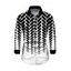 Men's Casual Shirt Monochrome Herringbone Geometric Print Button Up Long Sleeve Shirt - Noir M