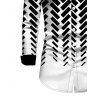 Men's Casual Shirt Monochrome Herringbone Geometric Print Button Up Long Sleeve Shirt - Noir M