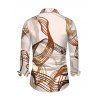 Men's Vintage Shirt Abstract Line Print Button Up Long Sleeve Shirt - Abricot S