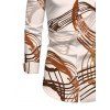 Men's Vintage Shirt Abstract Line Print Button Up Long Sleeve Shirt - Abricot S