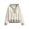 Casual Hooded Sweater Colorblock Lace Up Long Sleeve Pullover Sweater with Hood - Abricot XL | US 12