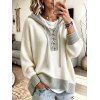Casual Hooded Sweater Colorblock Lace Up Long Sleeve Pullover Sweater with Hood - Abricot XL | US 12