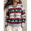 Christmas Sweater Elk Zig Zag Snowflake Print Long Sleeve Pullover Sweater - multicolor S | US 4