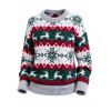 Christmas Sweater Elk Zig Zag Snowflake Print Long Sleeve Pullover Sweater - multicolor S | US 4