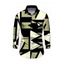 Men's Vintage Shirt Geometric Colorblock Print Long Sleeve Button Up Shirt - Noir S