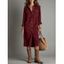 Corduroy Shirt Dress Solid Color Turn Down Collar Loose Dress - Noir XL | US 12