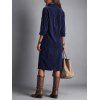 Corduroy Shirt Dress Solid Color Turn Down Collar Loose Dress - Bleu profond S | US 4