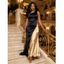 Elegant Evening Dress Contrast Color One Shoulder Formal Satin Dress - Noir XXL | US 12