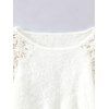 Casual Fuzzy Knit Sweater Hollow Crochet Floral Shoulder Long Sleeve Pullover Sweater - Blanc S | US 4