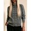 Stand Collar Knit Cardigan Double Row Metal Button Zip Front Long Sleeve Sweater Jacket - Blanc M | US 6