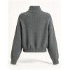 Stand Collar Knit Cardigan Double Row Metal Button Zip Front Long Sleeve Sweater Jacket - Gris Foncé XL | US 10