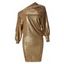 Party Dress Metallic Dress Long Lantern Sleeve Skew Neck Bodycon Dress - Argent S | US 4