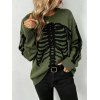 Casual Pullover Sweater Skeleton Print Round Neck Long Sleeve Streetwear Sweater - Vert Armée S | US 4
