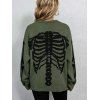 Casual Pullover Sweater Skeleton Print Round Neck Long Sleeve Streetwear Sweater - Vert Armée S | US 4