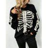 Casual Pullover Sweater Skeleton Print Round Neck Long Sleeve Streetwear Sweater - Noir M | US 6