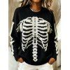Casual Pullover Sweater Skeleton Print Round Neck Long Sleeve Streetwear Sweater - Noir M | US 6