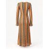 Ethnic Style Dress Wavy Colorblock Striped Long Sleeve Vintage Knit Dress - Orange M | US 6