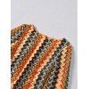 Ethnic Style Dress Wavy Colorblock Striped Long Sleeve Vintage Knit Dress - Orange M | US 6