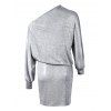 Party Dress Metallic Dress Long Lantern Sleeve Skew Neck Bodycon Dress - Argent S | US 4