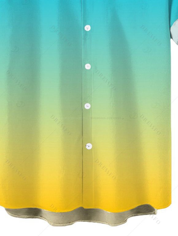 Vacation Couple Outfit Ombre Crisscross Mesh Panel Draped Spaghetti Strap Bodycon Dress and Shirt Set - multicolor S | US 4