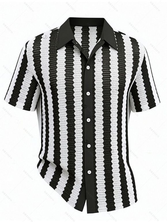 Winter Couple Outfit Monochrome Radial Striped Polka Dots U Neck Mermaid Bodycon Dress and Knitted Shirt Set - Noir S | US 4