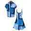Casual Couple Outfit Abstract Geometric Print Spaghetti Strap A Line Mini Dress and Short Sleeve Shirt Set - Bleu Ciel S | US 4