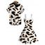 Vintage Couple Outfit Leopard Print Faux Fur Sweetheart Neck A Line Mini Dress and Shirt Set - multicolor S | US 4