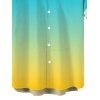 Vacation Couple Outfit Ombre Crisscross Mesh Panel Draped Spaghetti Strap Bodycon Dress and Shirt Set - multicolor S | US 4