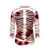 Holiday Couple Outfit Skeleton Rose Floral Shinny Dots Print Bell Sleeve A Line Mini Sweater Dress and Long Sleeve Shirt Set - Rouge S | US 4