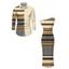 Ethnic Couple Outfit Colorblock Zig Zag Striped Print Skew Neck Bodycon Dress and Long Sleeve Shirt Set - café lumière S | US 4