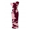 Autumn Couple Outfit Camo Striped Print Skew Neck Bodycon Dress and Long Sleeve Shirt Set - Rose S | US 4