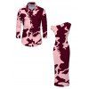 Autumn Couple Outfit Camo Striped Print Skew Neck Bodycon Dress and Long Sleeve Shirt Set - Rose S | US 4