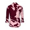 Autumn Couple Outfit Camo Striped Print Skew Neck Bodycon Dress and Long Sleeve Shirt Set - Rose S | US 4