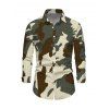Autumn Couple Outfit Camo Striped Print Skew Neck Bodycon Dress and Long Sleeve Shirt Set - Vert Armée S | US 4