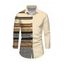 Men's Ethnic Shirt Colorblock Zig Zag Striped Print Button Up Long Sleeve Shirt - café lumière S