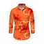 Men's Vacation Shirt Tropical Hibiscus Floral Print Button Up Long Sleeve Shirt - Orange XL