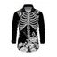 Men's Holiday Shirt Skeleton Rose Floral Shinny Dots Print Button Up Long Sleeve Shirt - Rouge L
