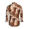 Men's Vintage Shirt Tie Dye Ink Painting Print Button Up Long Sleeve Shirt - Brun S