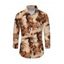 Men's Vintage Shirt Tie Dye Ink Painting Print Button Up Long Sleeve Shirt - Brun S