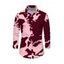 Men's Casual Shirt Camo Striped Print Button Up Long Sleeve Shirt - Vert Armée S