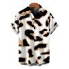 Men's Vintage Shirt Leopard Print Button Up Short Sleeve Shirt - multicolor S