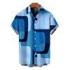 Men's Casual Shirt Abstract Geometric Print Button Up Short Sleeve Shirt - Bleu Ciel S
