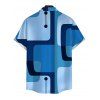 Men's Casual Shirt Abstract Geometric Print Button Up Short Sleeve Shirt - Bleu Ciel XL