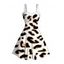 Vintage Dress Leopard Print Faux Fur Sweetheart Neck A Line Mini Dress - multicolor L | US 8-10