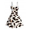 Vintage Dress Leopard Print Faux Fur Sweetheart Neck A Line Mini Dress - multicolor XXL | US 14