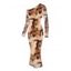Vintage Dress Tie Dye Print Skew Neck Mesh Panel Long Sleeve Bodycon Dress - café XXL | US 14